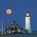 Old Scituate Lighthouse with Full Moon 